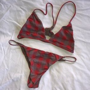 Acacia Swimwear set in Red Check